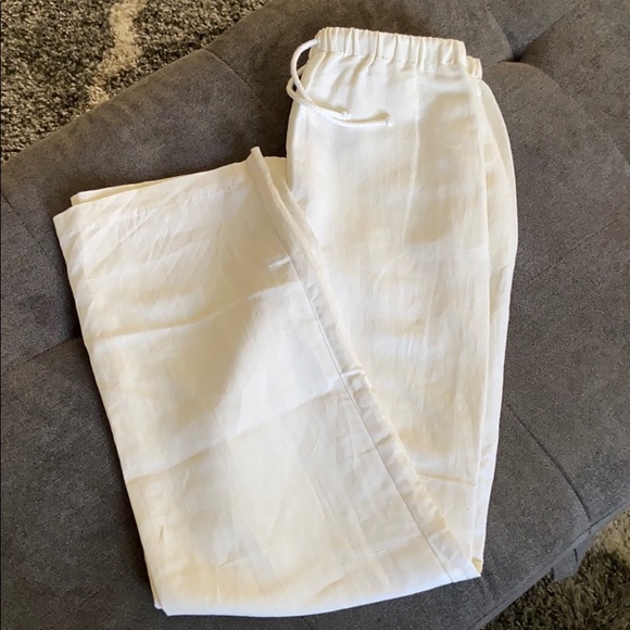 Hillary Charles White Linen Pants - Picture 1 of 5